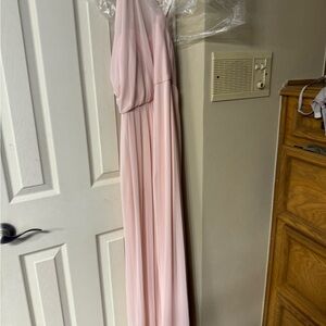 David's Bridal Pink One Shoulder Gown